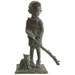 Vintage Dangling Boy by Adri de Waard, Dutch Bronze Sculpture