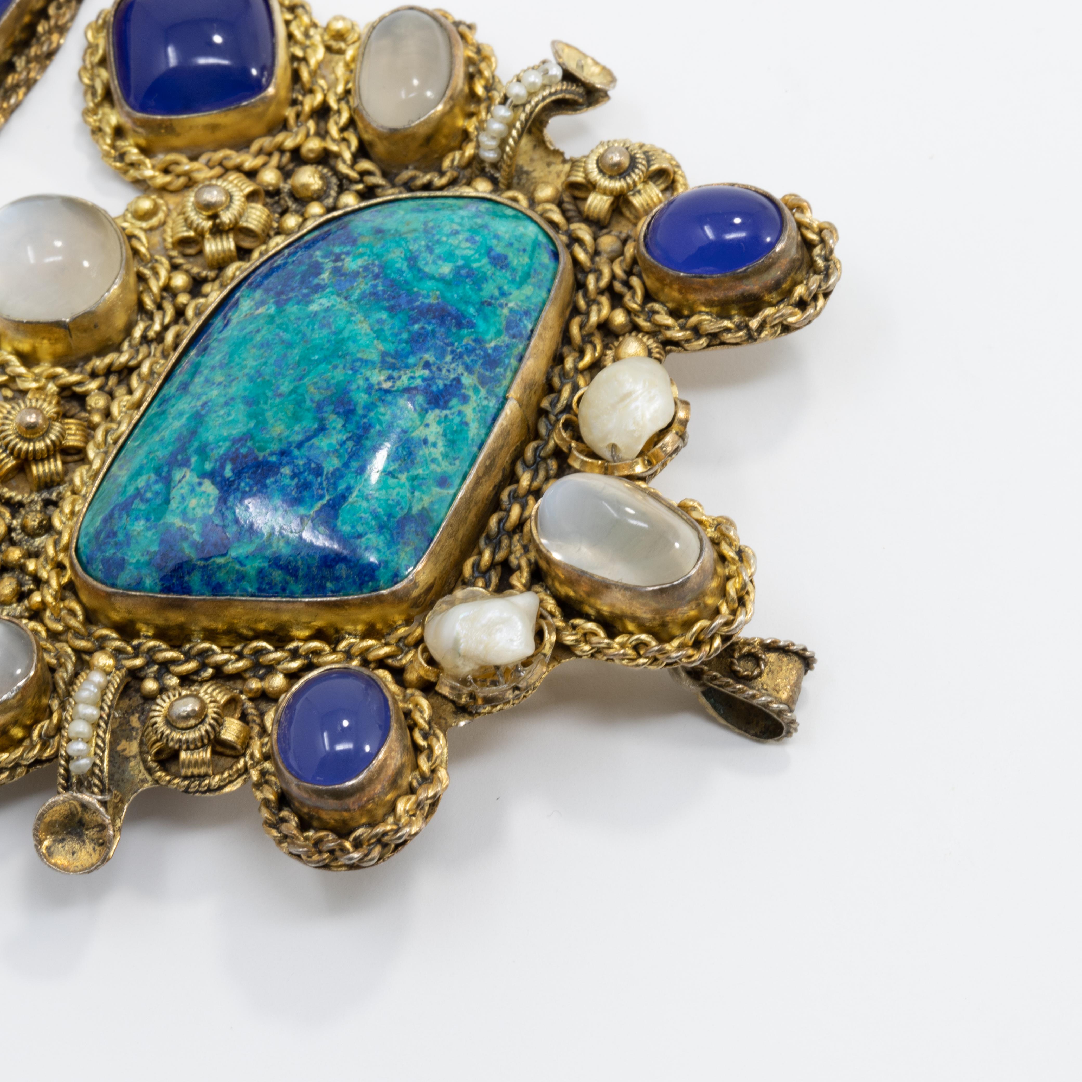 Statement Necklace Vintage Cameo Chandelier Pearl Cobalt Statement Necklace Vintage Cameo Chandelier Pearl Cobalt