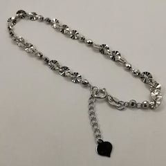 Dangling Faceted Link Chain Bracelet with Adjustable Extension in 18K White Gold