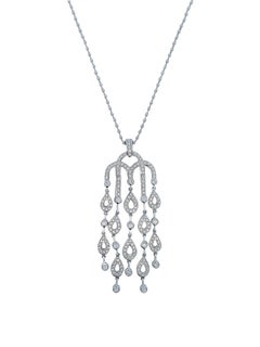Dangling Chandelier 18kt White Gold Necklace with 5.4ct Diamonds