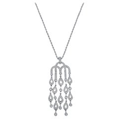 Dangling Chandelier 18kt White Gold Necklace with 5.4ct Diamonds