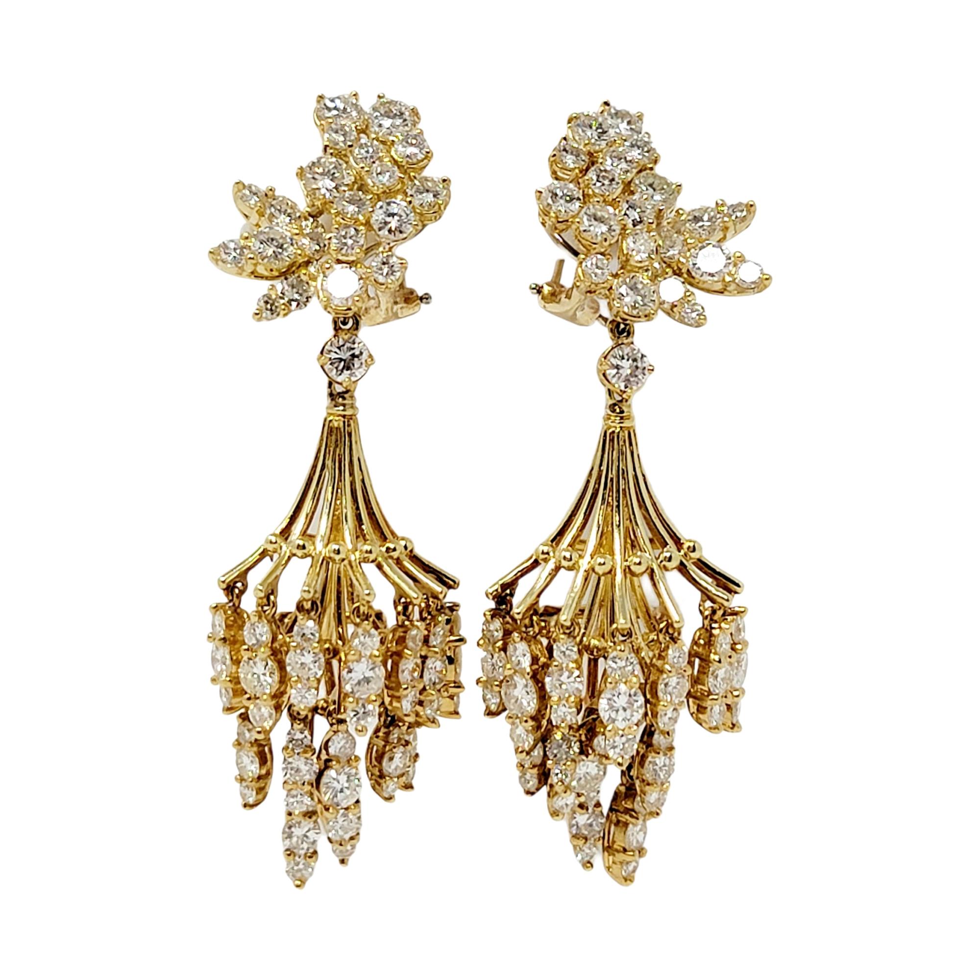 7 Carat Total Weight Diamond Dangling Chandelier Earrings at 1stDibs