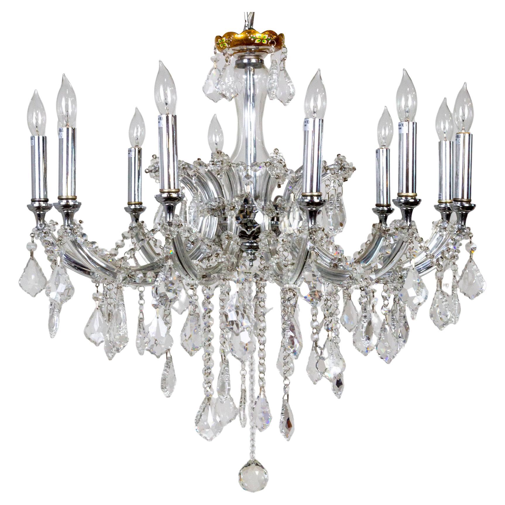 Dangling Crystal & Chrome 12-Light Maria Teresa Chandelier For Sale