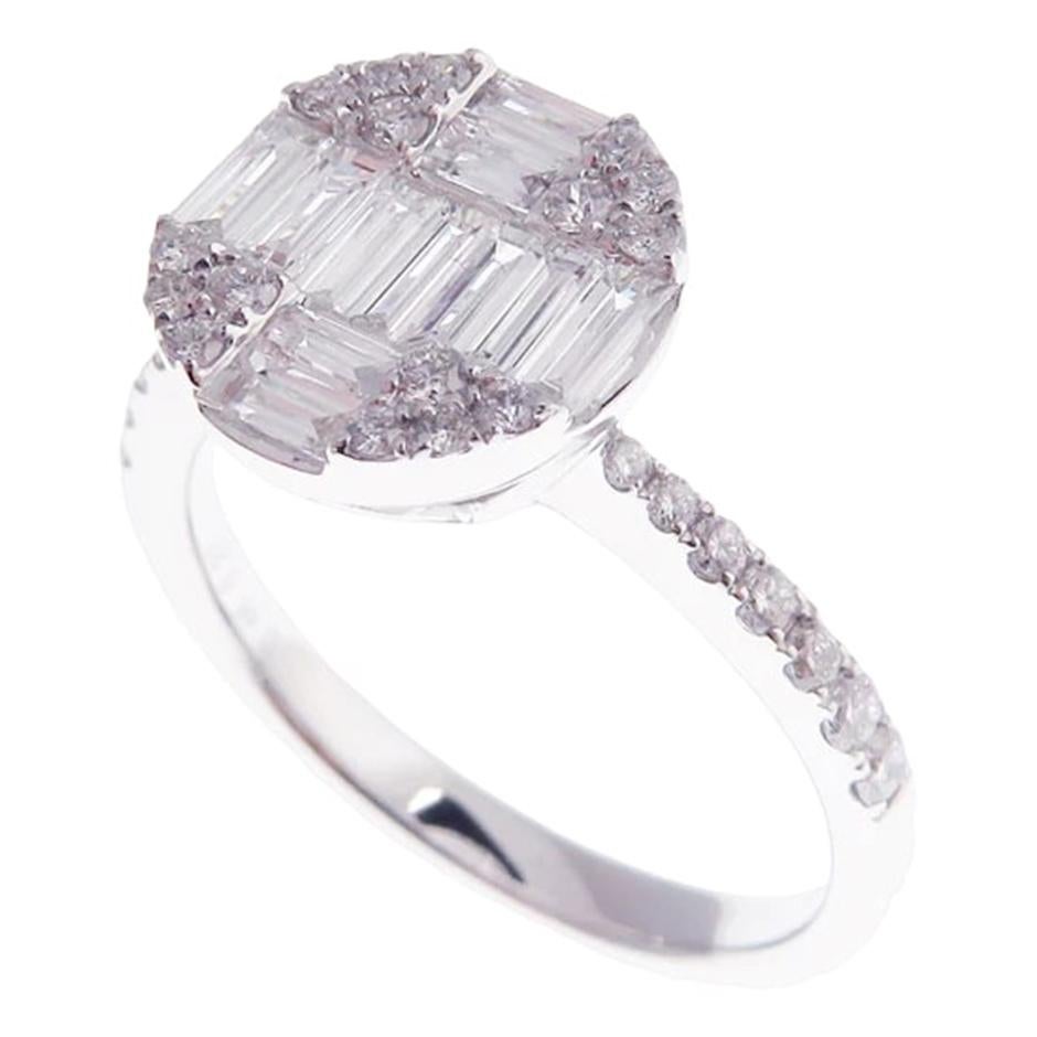 Women's Dangling Delicate Diamond Baguette Earring Ring Set For Sale