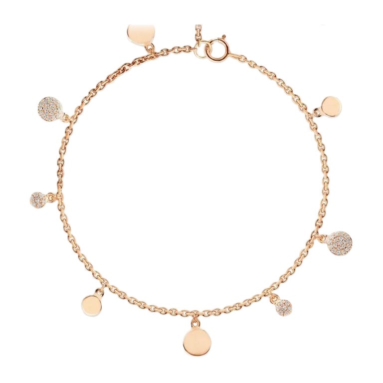 Pulsera colgante de diamantes y discos Oro macizo 14k