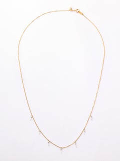 Dangling Diamond Baguette Necklace 18 Karat Gold