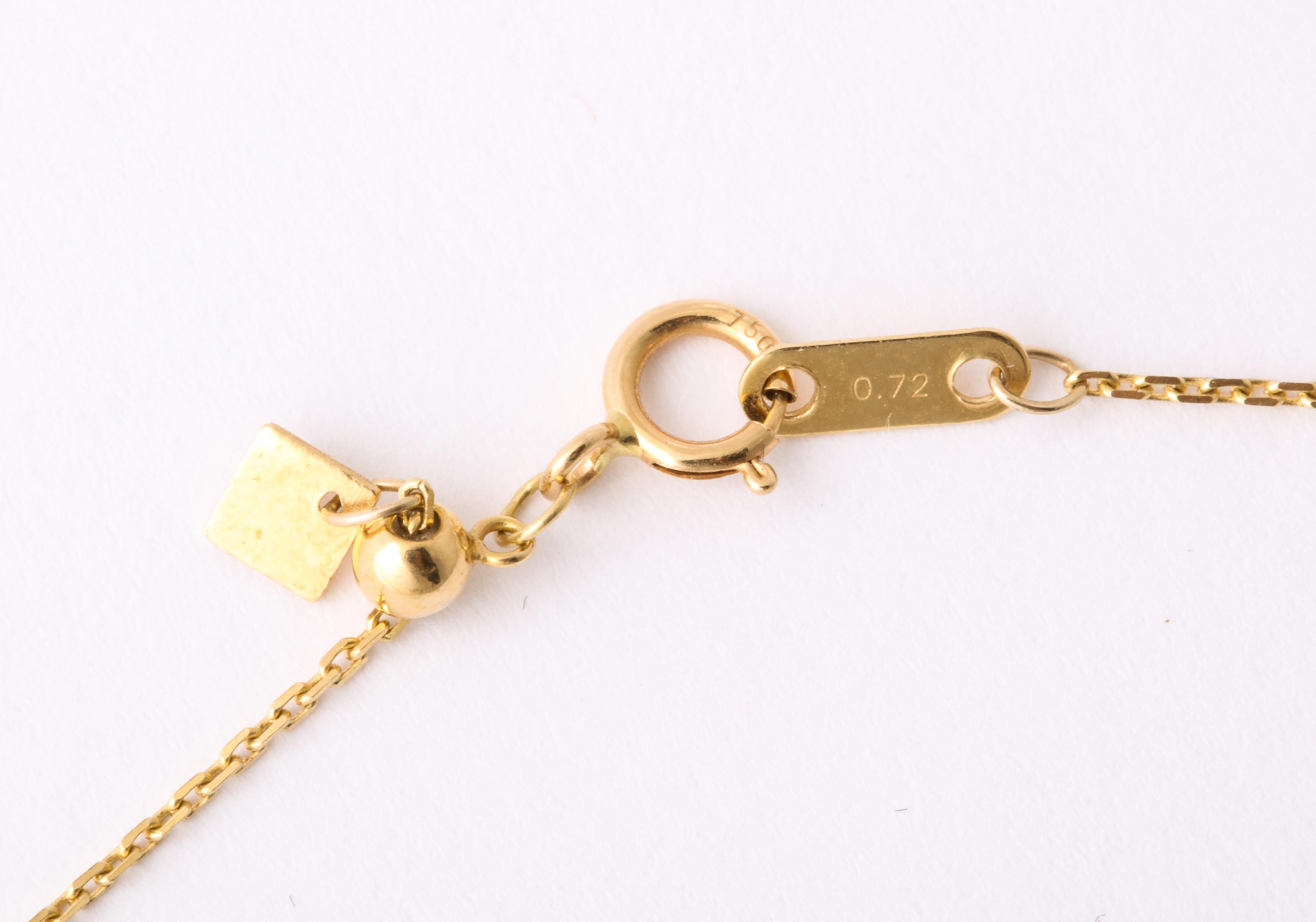 Women's Dangling Diamond Baguette Necklace 18 Karat Gold For Sale