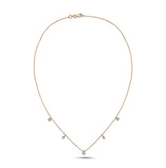 14k Rose Gold Dangling Diamond Bead Chain Necklace