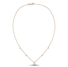 14k Rose Gold Dangling Diamond Bead Chain Necklace