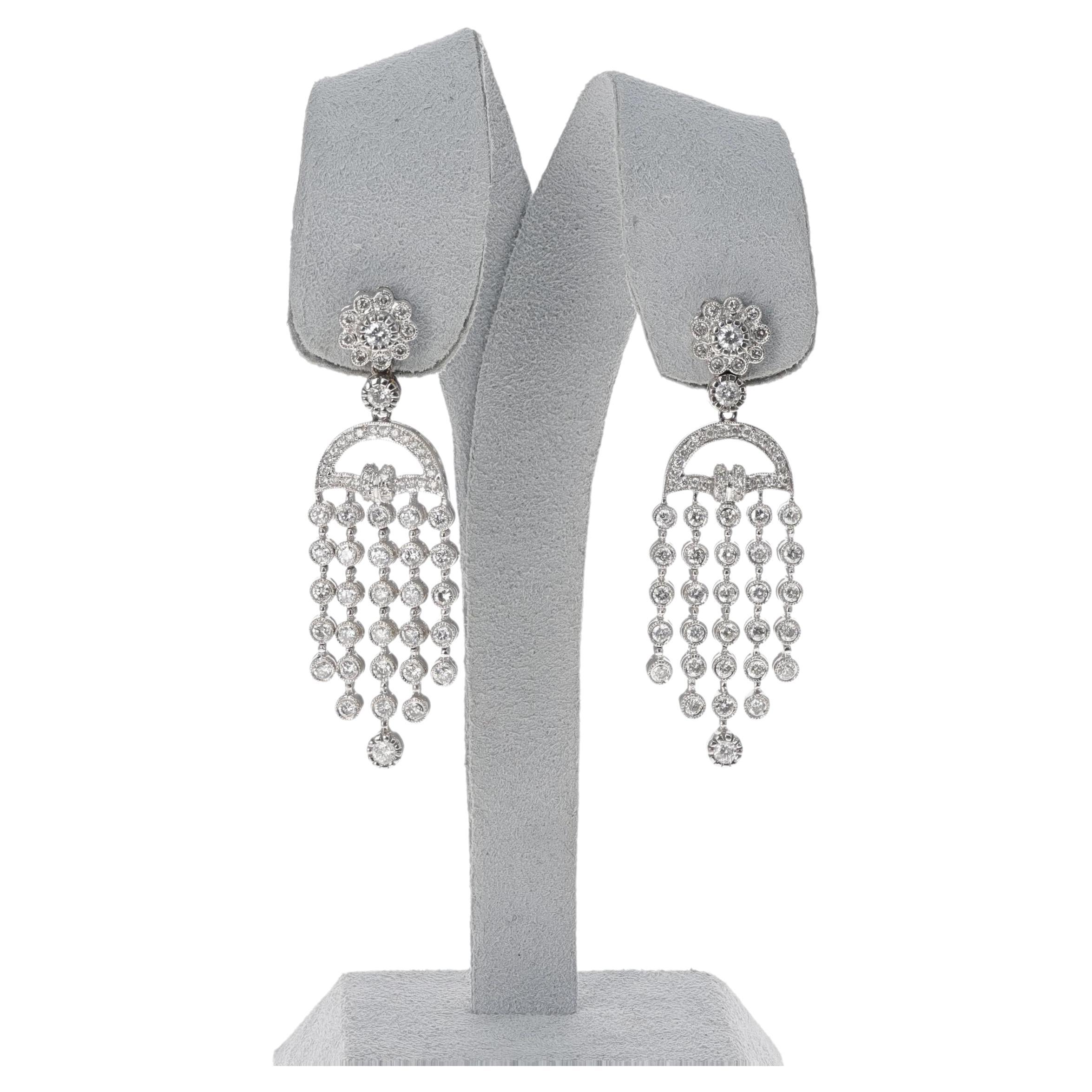 Dangling Diamond Cocktail Earrings, 14k For Sale