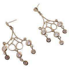 Boucles d'oreilles pendantes en diamant or jaune 14KT 