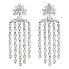 Diamond Dangling Earrings 18 Karat White Gold Chandelier Earrings 2' Inch Dangle