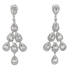 Boucles d'oreilles pendantes en or blanc 14 carats