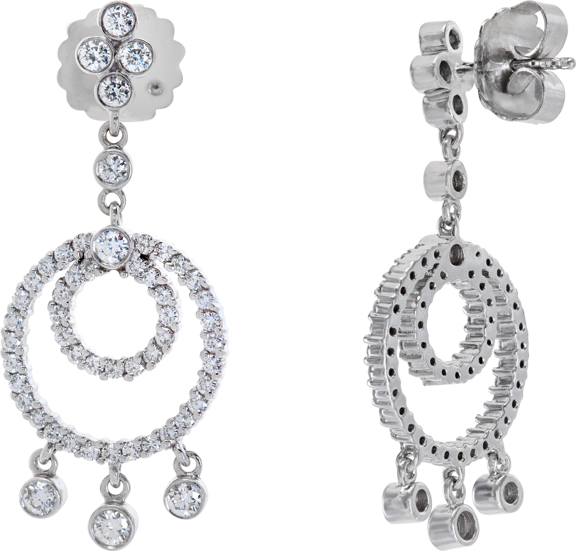 Ohrringe mit baumelnden Diamanten aus 18 Karat Gold mit runden Diamanten (Farbe G-H, Reinheit SI) Damen im Angebot