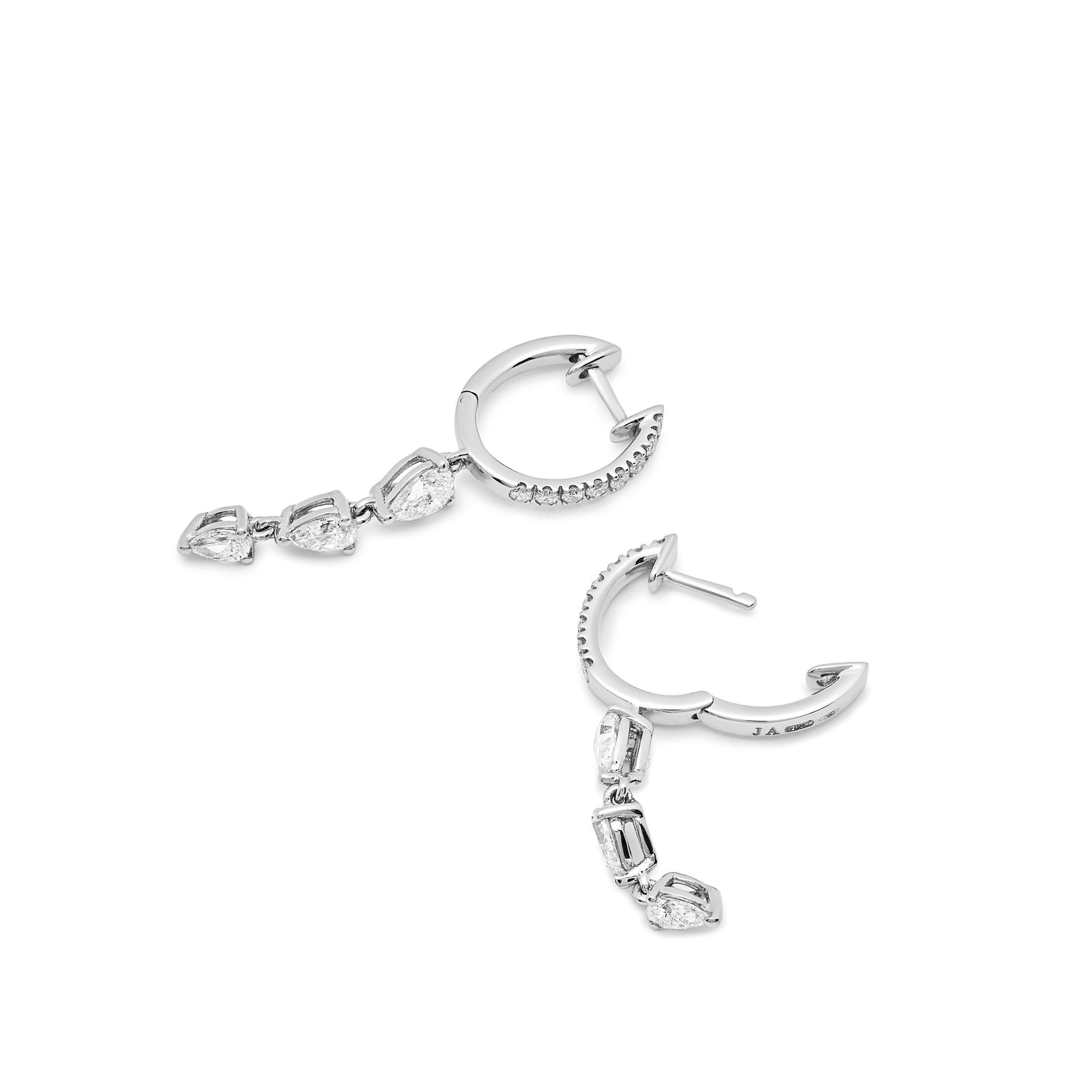 Contemporary Dangling Diamond Huggie Hoop Earrings