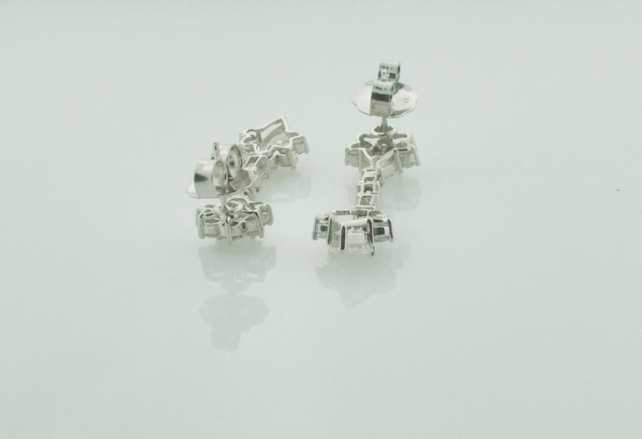 Dangling Diamond Platinum Earrings Circa 1950's 4.20 cts. Total Weight In Excellent Condition For Sale In Wailea, HI