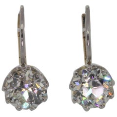 Dangling Diamond Platinum Gold Earrings