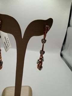 Dangling diamonds heart earrings 14KT gold