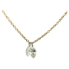 Dangling Duo of Marquise Diamonds .82 Carat on 14K Gold Chain
