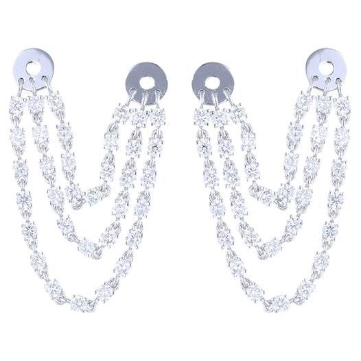 Dangling Earring : 1.36 Ctw Diamonds in 18K White Gold For Sale