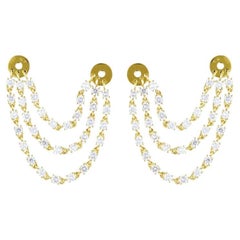 Ohrring baumelnder Ohrring: 1,36 Gesamtkaratgewicht Diamanten in 18 Karat Gelbgold
