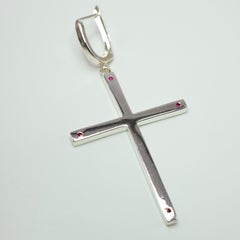 Dangling Earring Cross Pendant Statement Ruby Silver J Dauphin