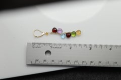 Dangling Earrings Multi Color Semi Precious Gems 14k Yellow Gold