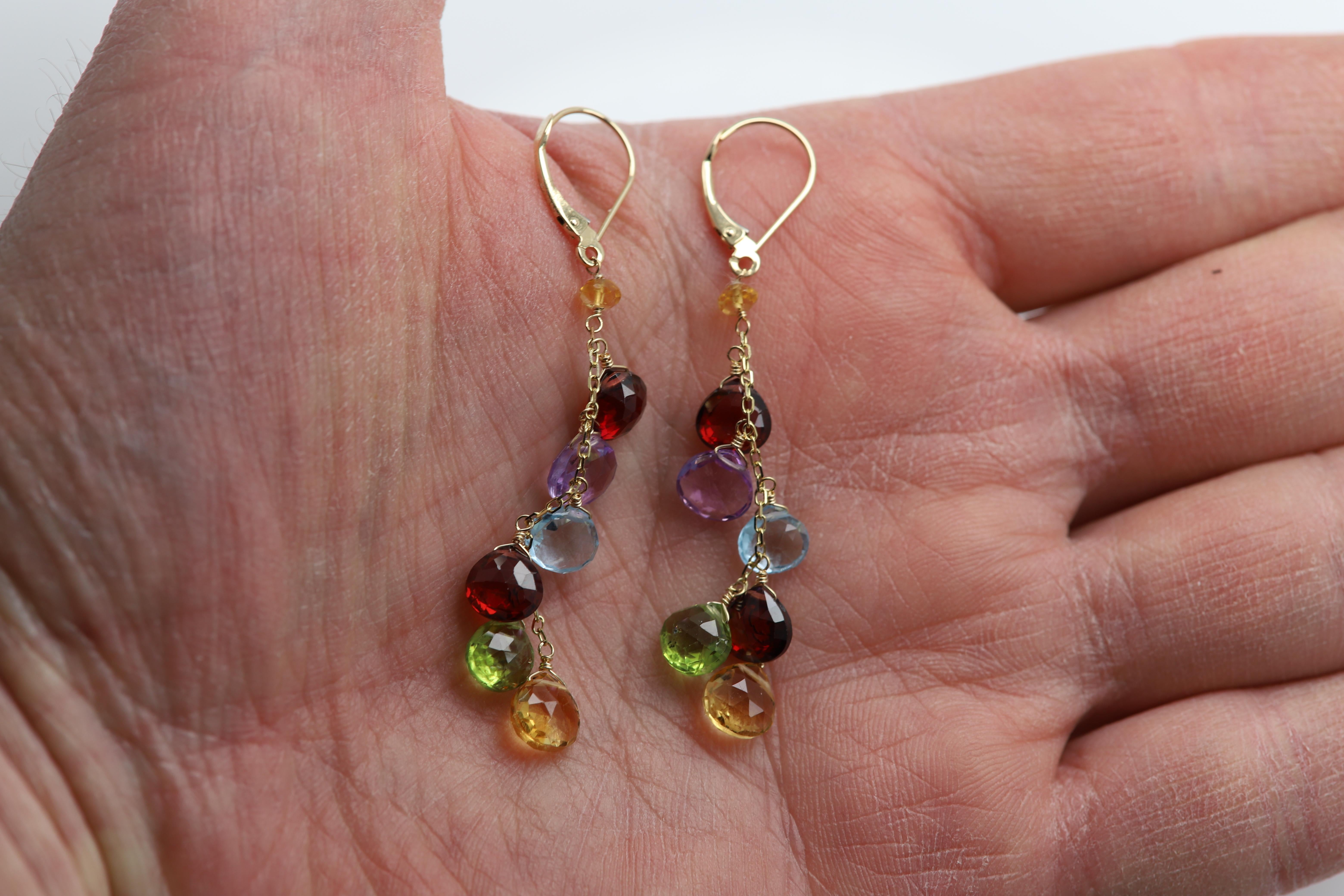 14k gold multi-color smi-precious stone earring manufacturer