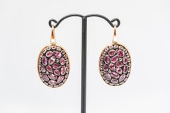 Dangling Earrings Turtle Junagarh Pink Tourmaline in Gold and Silver