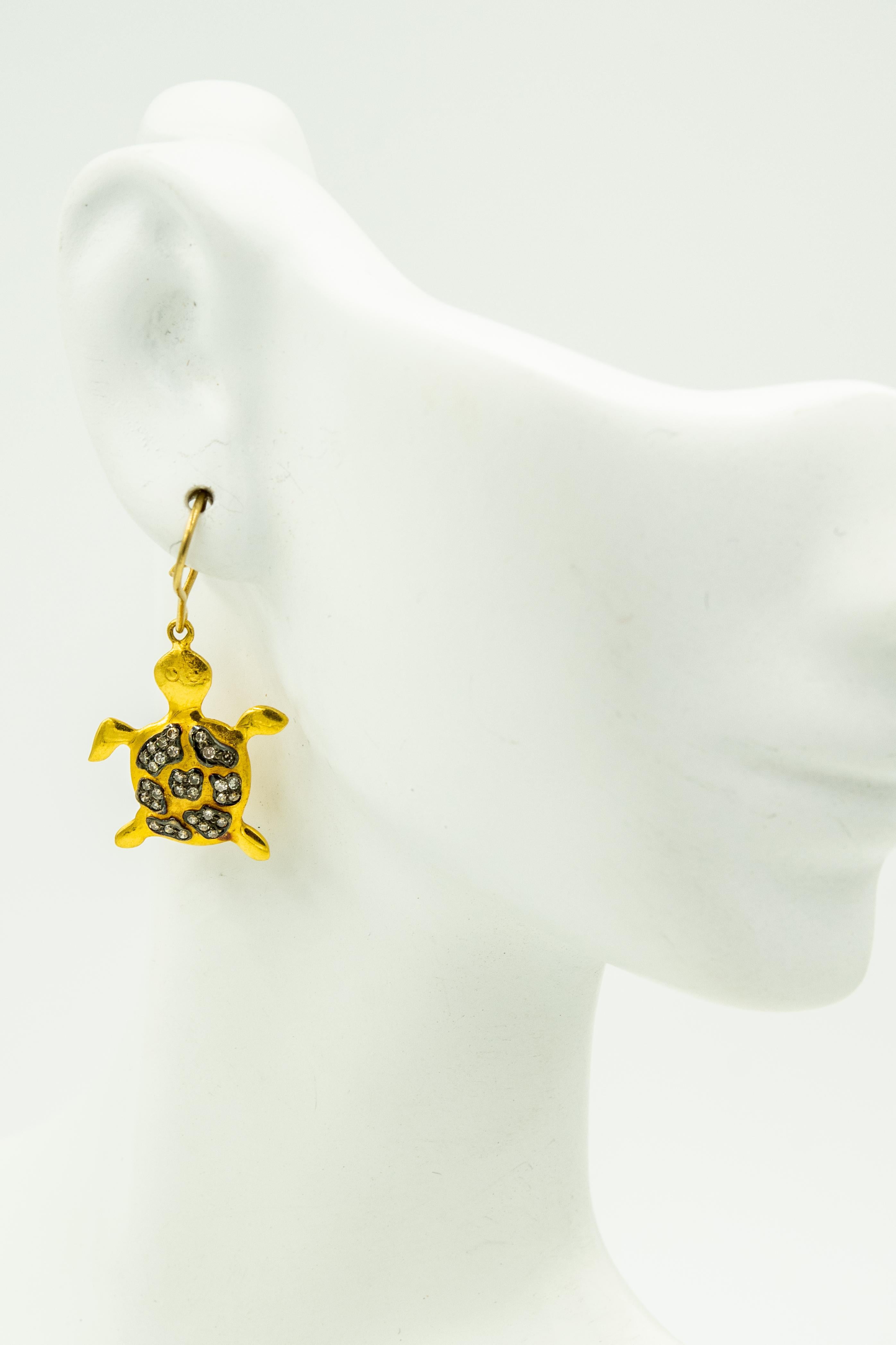 diamond turtle earrings