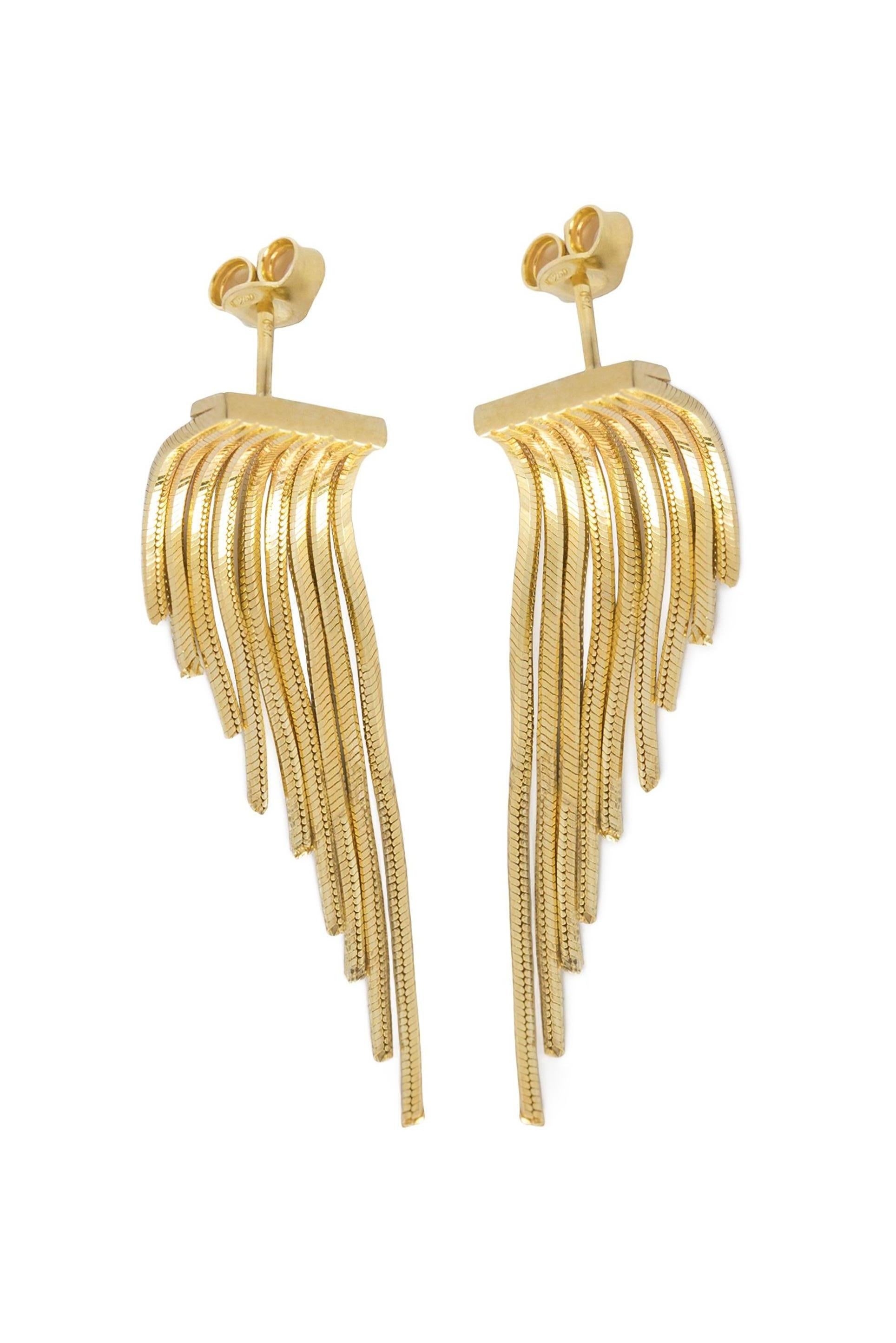 Contemporary Dangling Fringed Earring Pair in 18 Carat Gold from Iosselliani For Sale