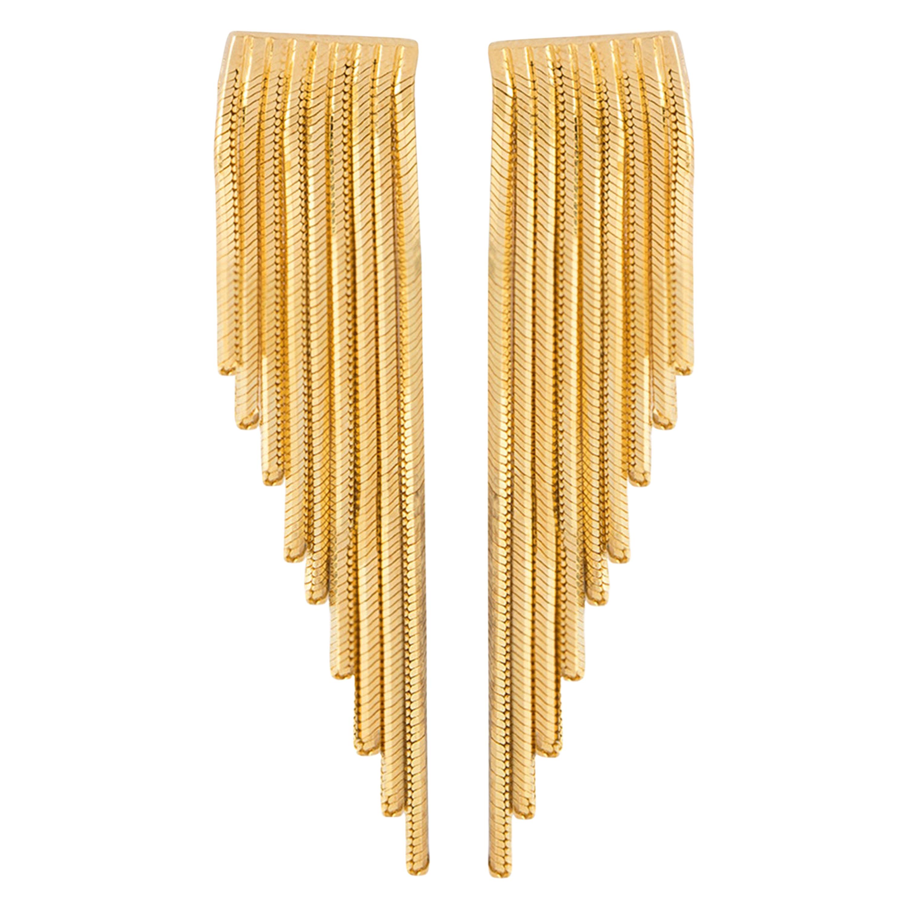 Dangling Fringed Earring Pair in 18 Carat Gold from Iosselliani For Sale