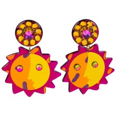 Pendientes de clip vintage colgantes Juguetón Sol multicolor