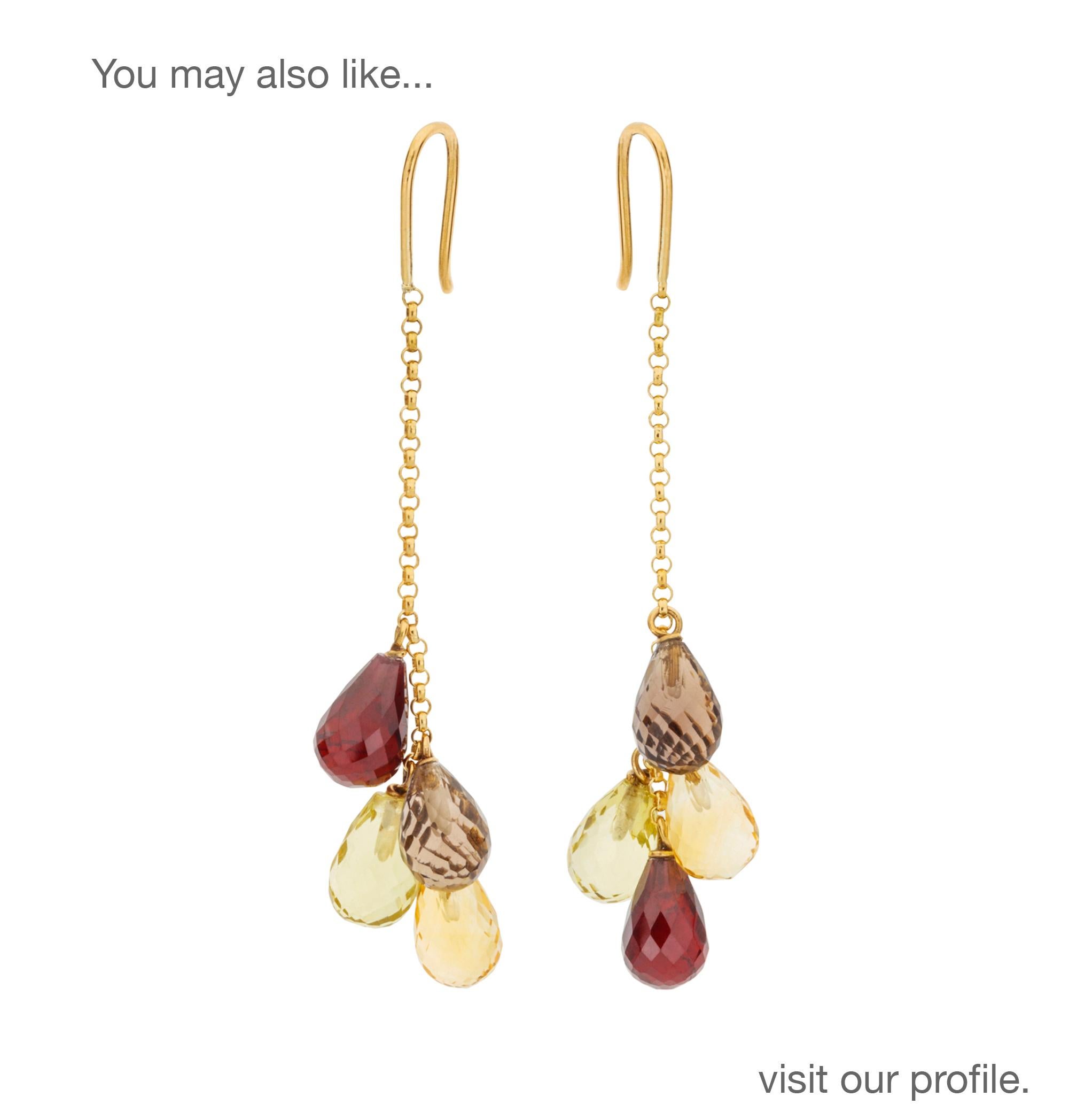 Briolette Cut Dangling Multi Gemstone Briolette in 18 Karat White Gold Necklace For Sale