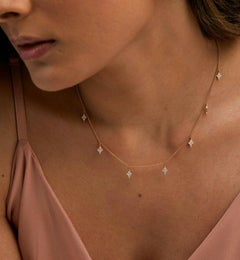 Dangling Natural Diamond Kite Drop Necklace 14k Solid Gold