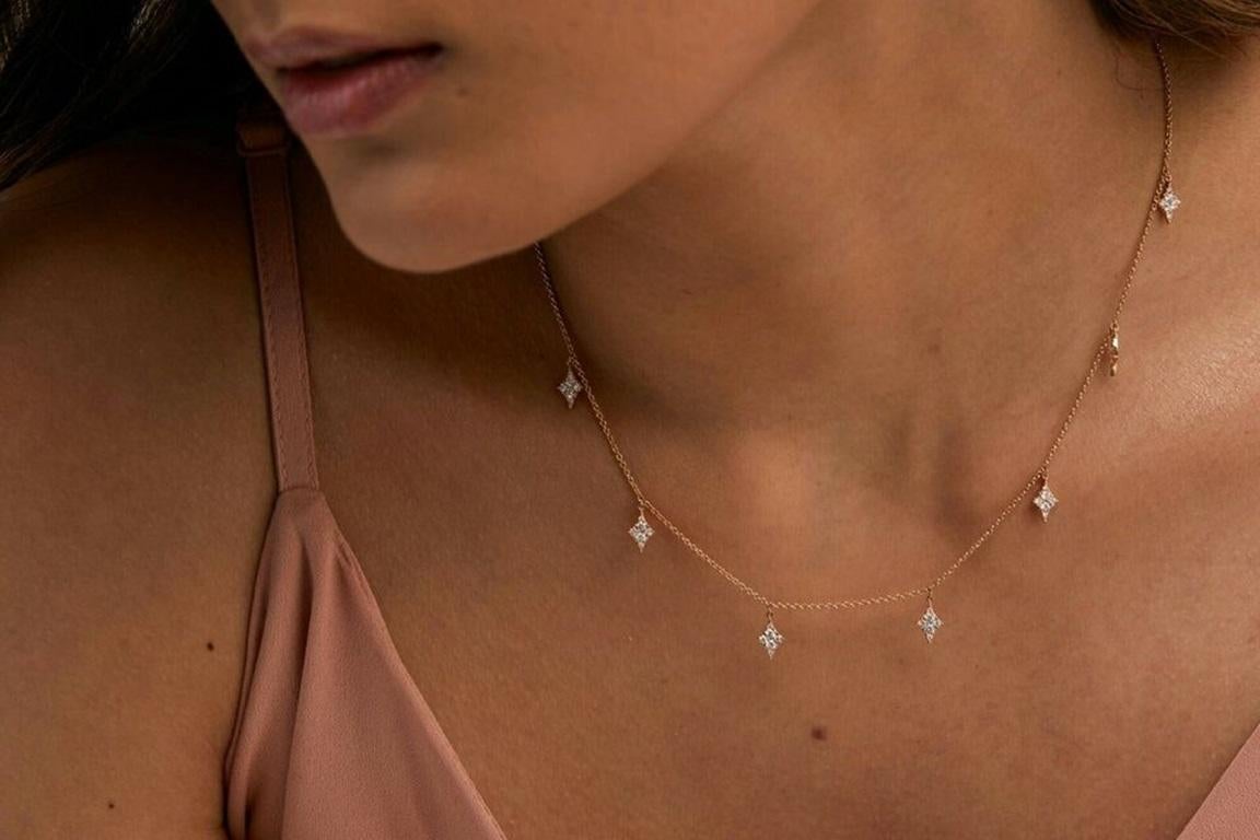 Baumelnde natürliche Diamant-Drachen-Halskette 14k massivem Gold (Rundschliff) im Angebot