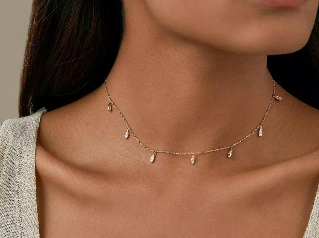 Taglio rotondo Collana con diamanti naturali pendenti in oro massiccio 14k in vendita