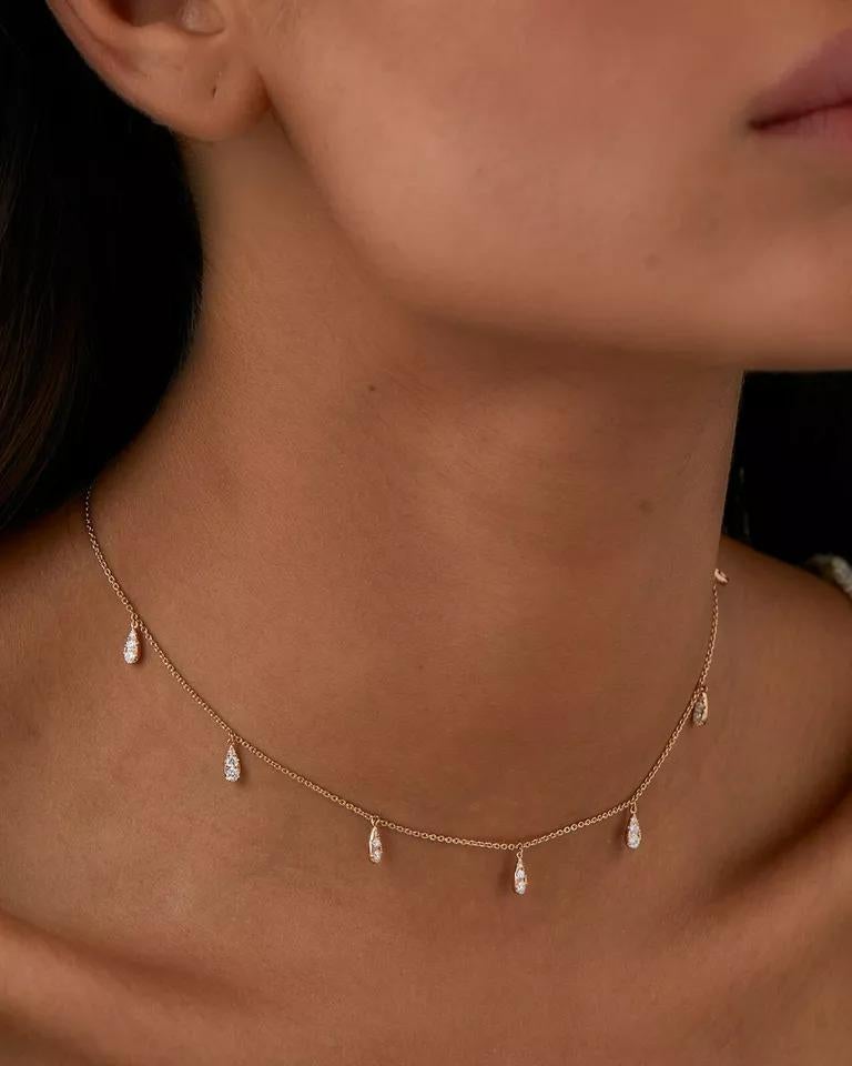 Collana con diamanti naturali pendenti in oro massiccio 14k In condizioni Nuovo in vendita a Chicago, IL