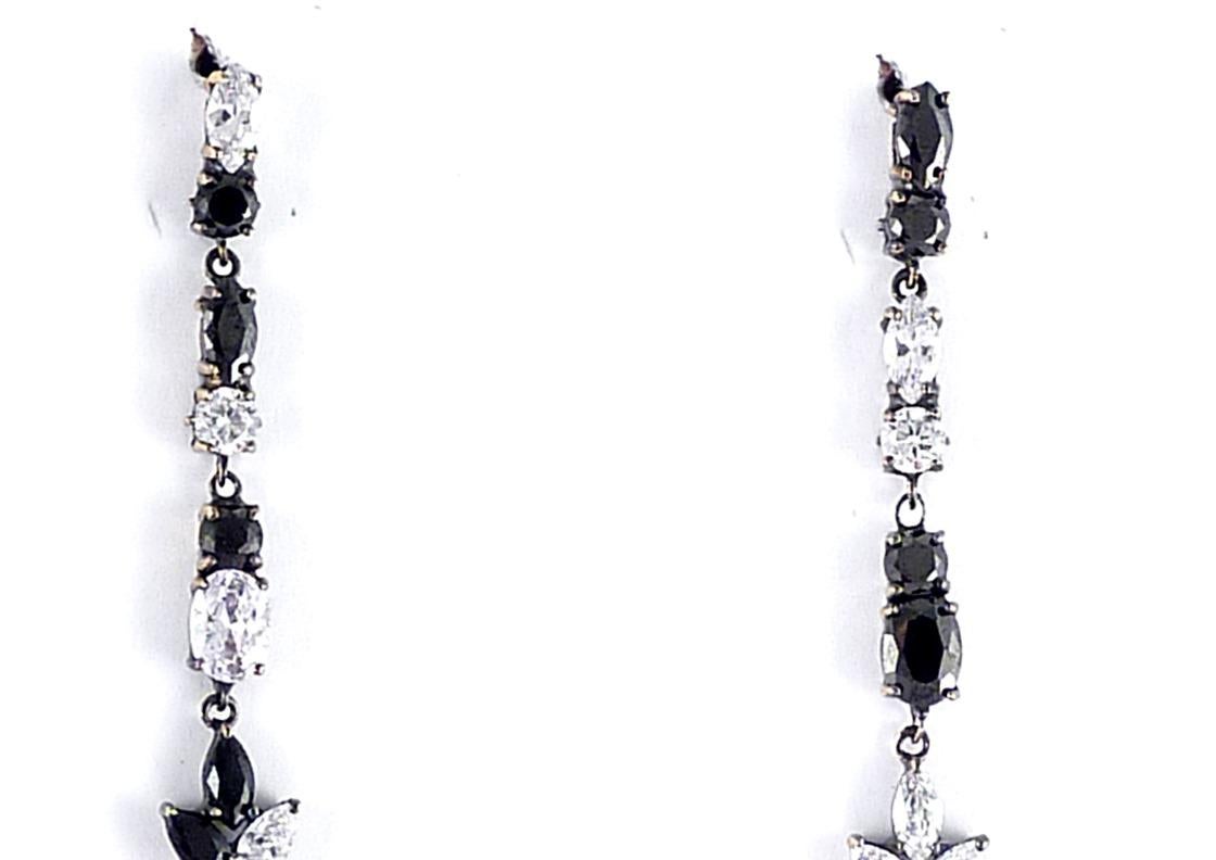 Contemporary Dangling Optical Earrings with Black and White Zircons from Iosselliani For Sale