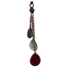 Dangling pendant ruby diamond emerald sapphire pendant Valentines gift 14KT gold