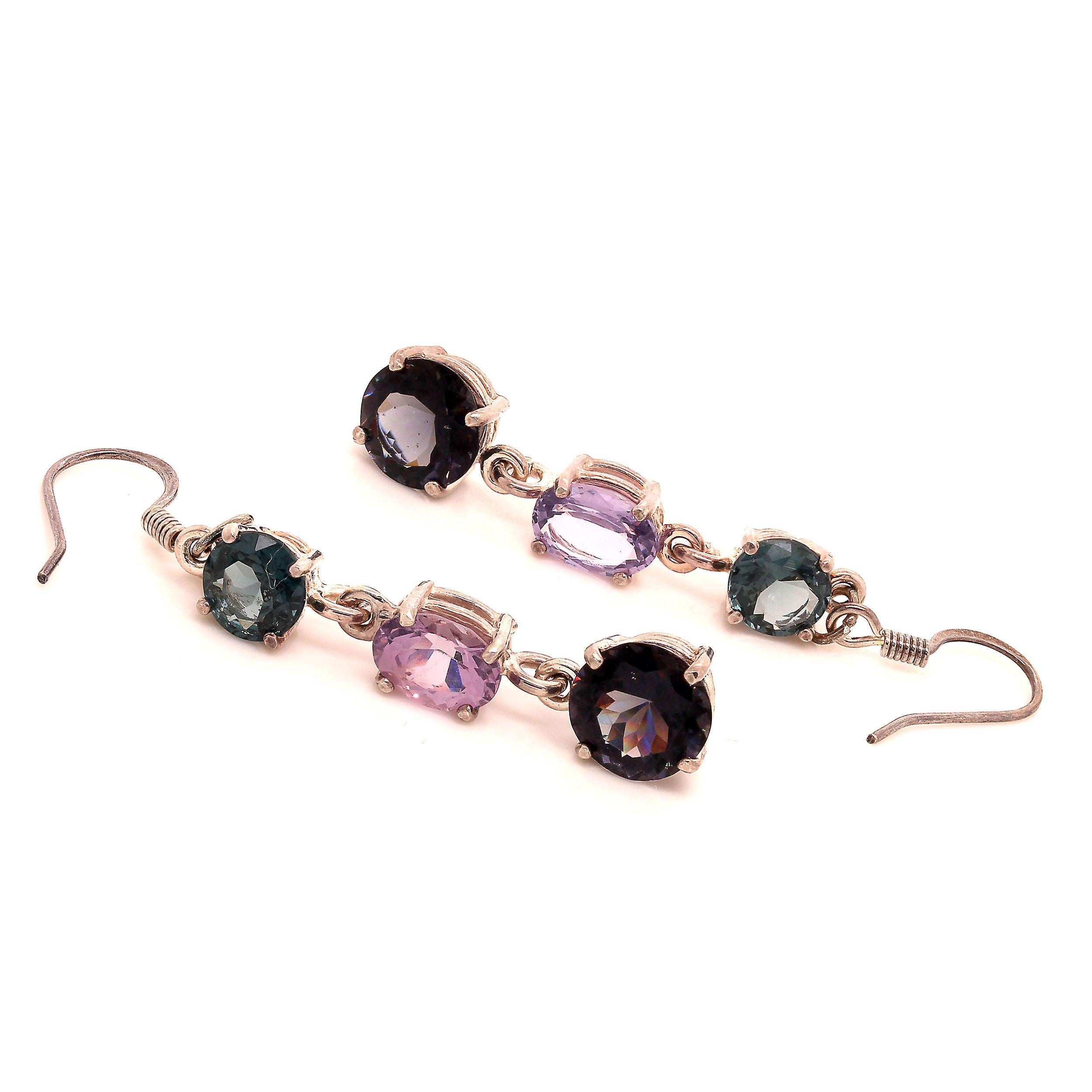 Gemjunky Dangling Sparkling Three-Stone Spinel Earrings In New Condition In Raleigh, NC