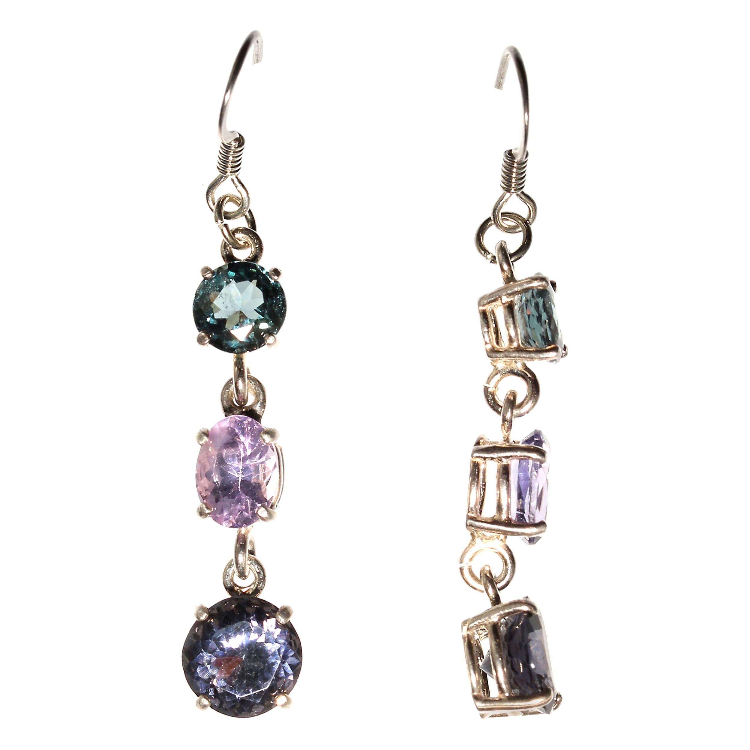 Gemjunky Dangling Sparkling Three-Stone Spinel Earrings