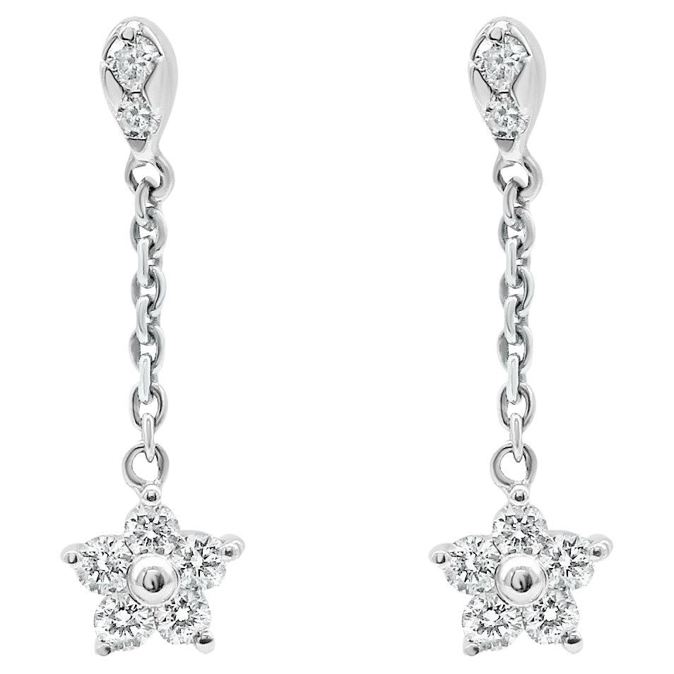 Dangling Star Diamond Earrings 14K, White, Yellow, and Rose Gold