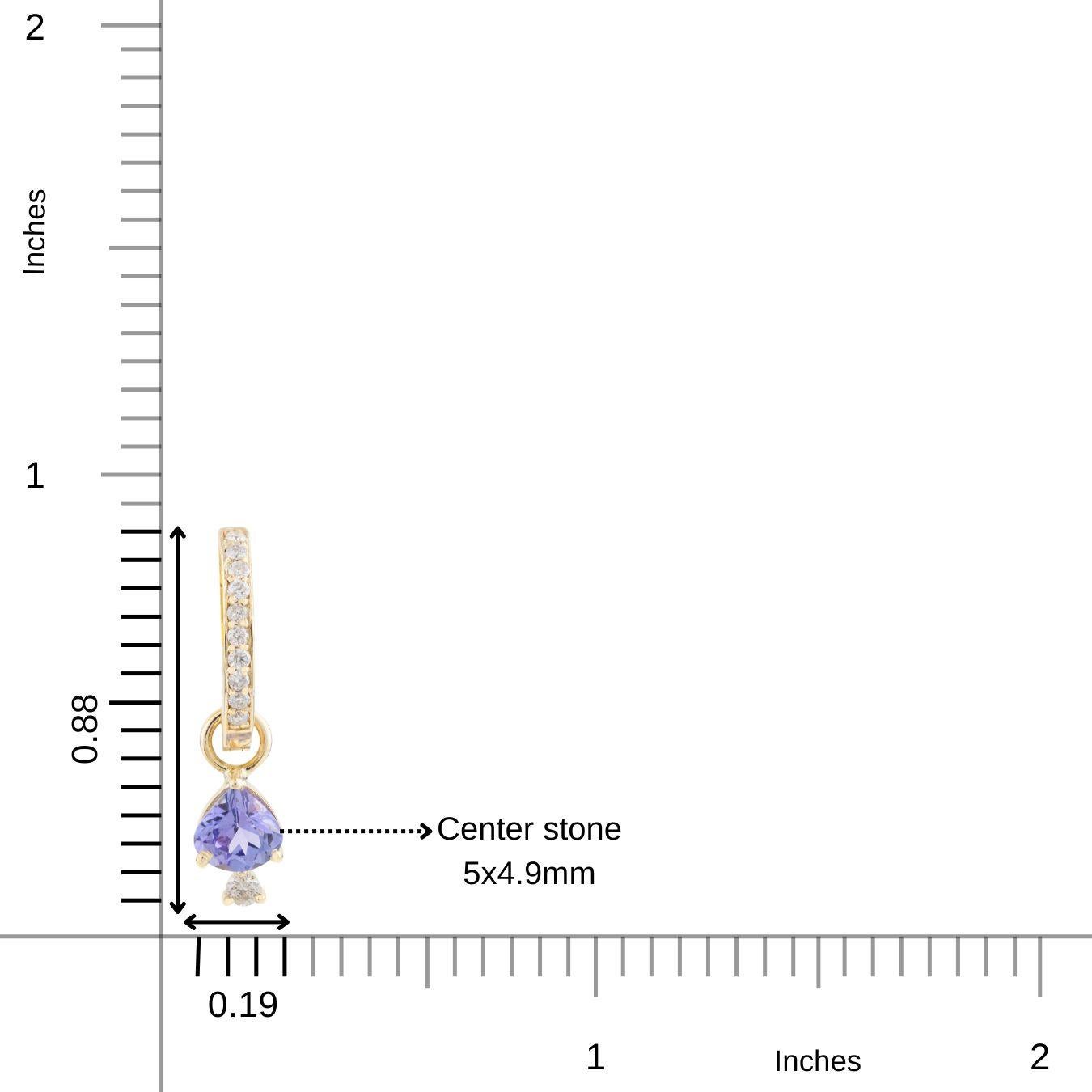 Dangling Tanzanite Diamond Huggie Hoop Earrings Gift in 14k Solid Yellow Gold For Sale 3