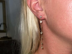 Dangly Bezel Set Diamond 14K Gold Earrings
