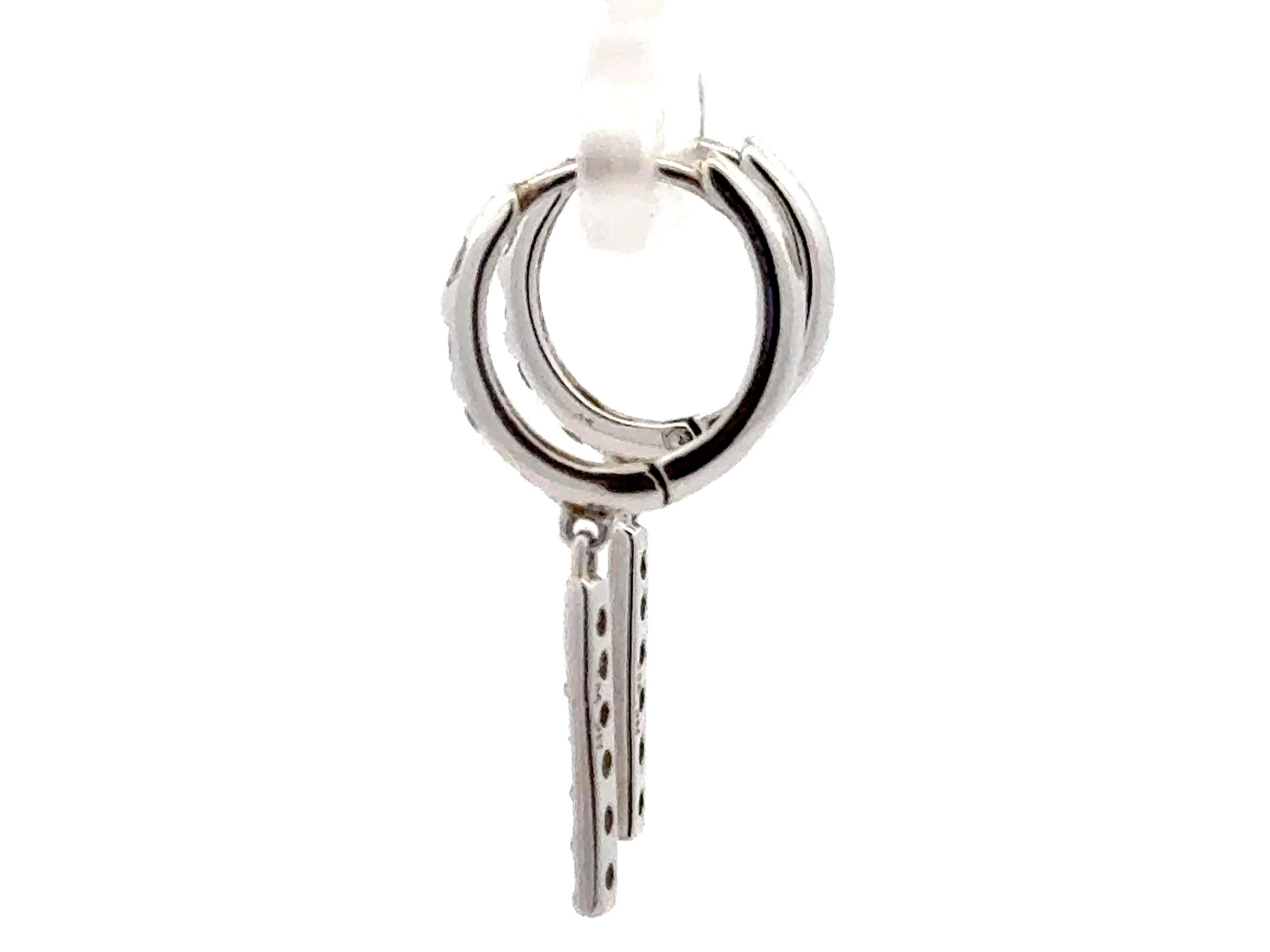 De las mujeres Pendientes de aro de diamantes colgantes de oro blanco macizo de 14 quilates en venta