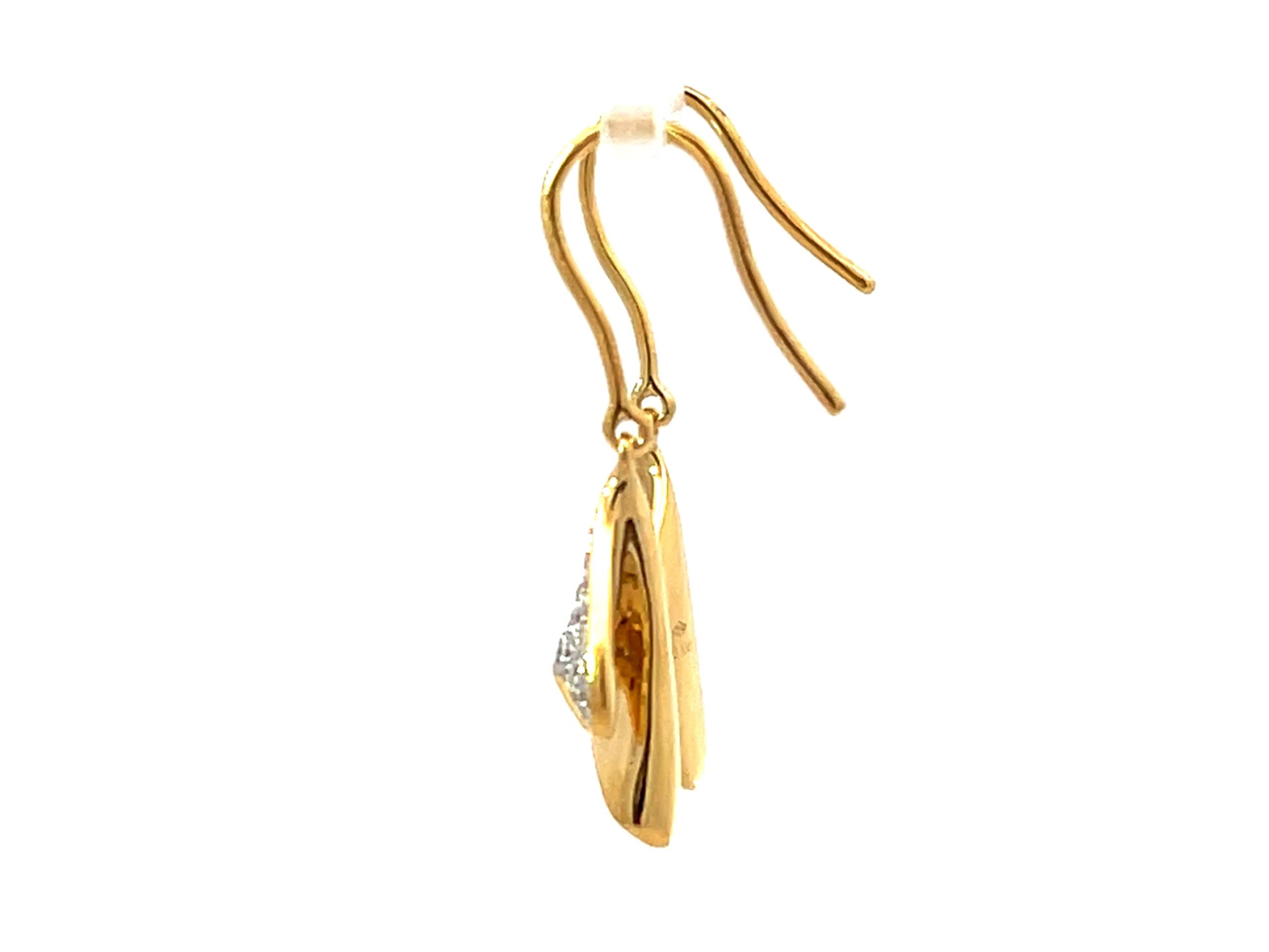Women's Dangly Gold Diamond Earrings 18K Yellow Gold For Sale