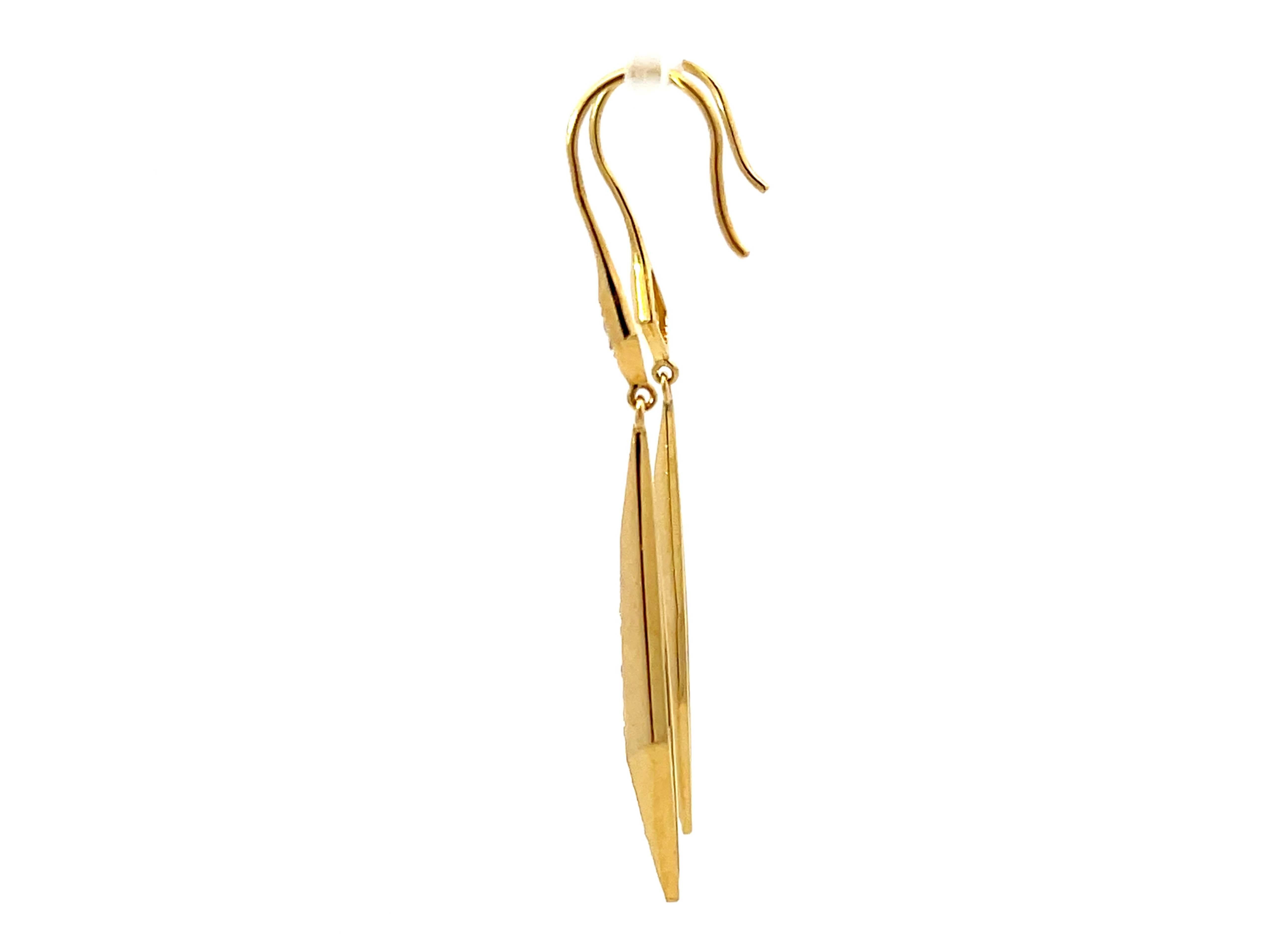 Women's Dangly Gold Diamond Earrings 18k Yellow Gold For Sale