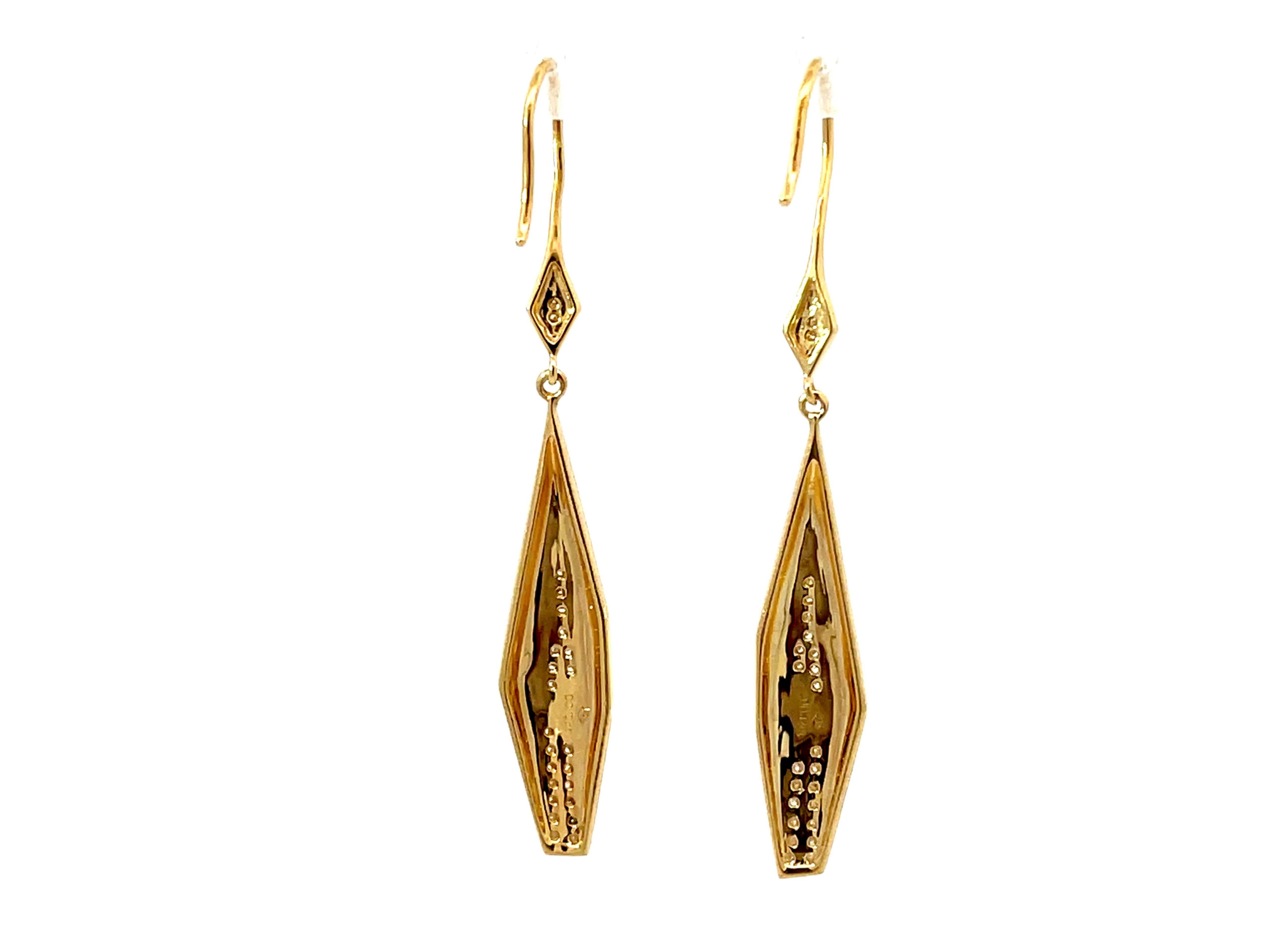Dangly Gold Diamond Earrings 18k Yellow Gold For Sale 1