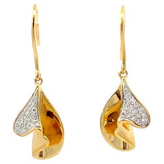 Boucles d'oreilles Dangly en or jaune 18K avec diamants